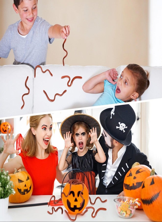 HLARTNET 20 Pcs Fake Earthworm - Soft Stretchy Rubber Earthworm Lifelike Plastic Worm Trick for Halloween April Fool's Day Party Decoration, 7 Inch - Image 3